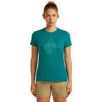 Icebreaker Women's Merino 150 Tech Lite III S/S Hike Path Maglia merino Donna (S, tidal teal)