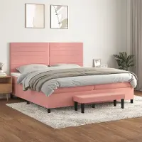 Prolenta Maison Exclusive - Letto boxspring con materasso Rosa 200x200 cm Velluto