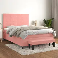 Prolenta Maison Exclusive - Letto boxspring con materasso Rosa 140x200 cm Velluto