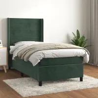 Prolenta Maison Exclusive - Letto boxspring con materasso verde scuro 90x200 cm velluto