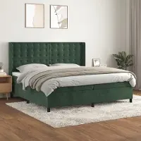 Prolenta Maison Exclusive - Letto boxspring con materasso verde scuro 200x200 cm velluto