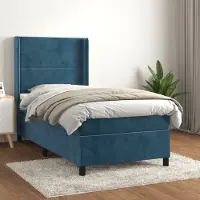 Prolenta Maison Exclusive - Letto boxspring con materasso blu scuro 100x200 cm velluto