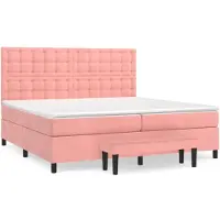 Syfax Giroletto a Molle con Materasso Rosa 200x200 cm in Velluto