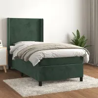 Prolenta Maison Exclusive - Letto boxspring con materasso verde scuro 90x190 cm velluto