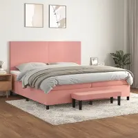 Prolenta Maison Exclusive - Letto boxspring con materasso Rosa 200x200 cm Velluto