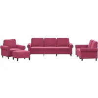 vidaXL Set di divani 4 pezzi con cuscini in velluto rosso vino