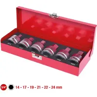 Ks Tools set di bussole elettriche da 3/4", 6 pezzi, 14-24 mm
