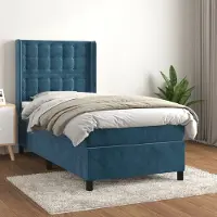 Prolenta Maison Exclusive - Letto boxspring con materasso blu scuro 80x200 cm velluto