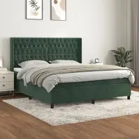 Prolenta Maison Exclusive - Letto boxspring con materasso verde scuro 180x200 cm velluto