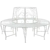 vidaXL Panchina a forma di albero, 8 posti, Ø 160 x 89 cm, acciaio bianco anticato, rotonda