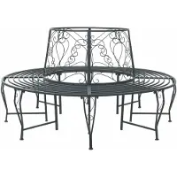 vidaXL Panchina a forma di albero, 8 posti, Ø 160 x 89 cm, acciaio grigio argento, rotonda