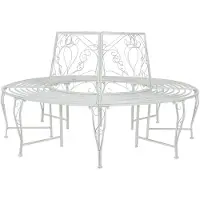 vidaXL Panchina a forma di albero, 8 posti, Ø 160 x 89 cm, acciaio bianco anticato, rotonda