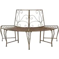 vidaXL Panchina a forma di albero a 4 posti 160 x 80 x 89 cm in acciaio marrone antico