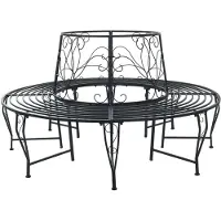 vidaXL Panchina a forma di albero, 8 posti, Ø 160 x 89 cm, acciaio nero, rotonda