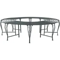vidaXL Panchina a forma di albero, 8 posti, Ø 160 x 44 cm, acciaio grigio argento, rotonda