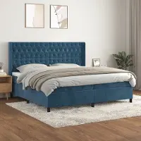 Prolenta Maison Exclusive - Letto boxspring con materasso blu scuro 200x200 cm velluto