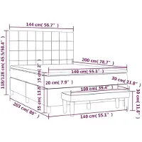 vidaXL Letto a molle con materasso blu scuro 140x200 cm in velluto