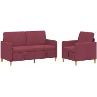 vidaXL Set di divani con spazio contenitore, 2 pezzi, colore bordeaux, tessuto: poliestere