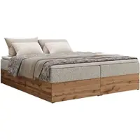 MKS Meble Letto continentale senza testiera Wood Zero 140x200 cm Media rigidità (H3) | Grigio chiaro Tessuto strutturato | Topper T25