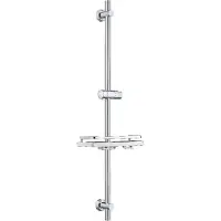 Dylin GmbH JOHO: asta doccia in acciaio inossidabile con supporto regolabile per il soffione, staffe da parete compatibili con fori preforati, asta doccia da 100 cm e ripiano cromato