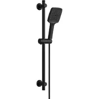 Dylin GmbH JOHO Barra doccia in acciaio inossidabile da 70 cm con soffione, tubo flessibile e supporto; set doccia con supporto regolabile per soffione e doccetta a 3 getti, nero