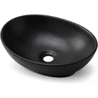 Akord Lavabo da appoggio ovale OVALIS Vetroceramica 41 cm Nero Opaco