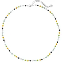 Hey Happiness Collana 'Vivid Glow' giallo oro / verde pastello / nero / argento
