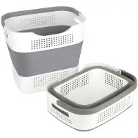 OEM Lavello in silicone con maniglie - Vasca di lavaggio compatta in plastica da 43 litri - Lavello in plastica salvaspazio - Lavello in plastica flessibile - Lavello in plastica trasportabile