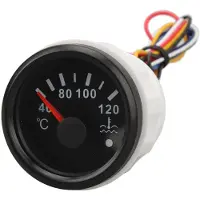 Gistuch 52 mm, indicatore della temperatura dell'acqua da 40 a 120 °C, DC 9 V, 32 V, strumento analogico con retroilluminazione per camper, yacht e barche da pesca, quadrante nero