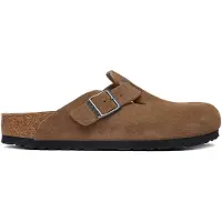 Birkenstock per donna. 1032795 Zoccoli in Pelle Boston (Vestibilità Stretta) marrone (37), Basso, Camoscio, Nessuno, Casual