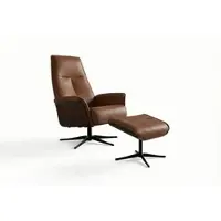 KAWOLA Poltrona relax FERREIRA Poltrona girevole in pelle marrone con poggiapiedi