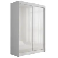 ALTDECOR Armadio con ante scorrevoli Lacobel, guide su cuscinetti a sfera e listelli in alluminio - PEKA - 120 cm Bianco / Bianco