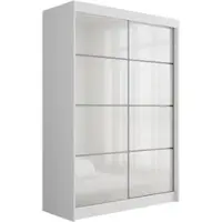 ALTDECOR Armadio con ante scorrevoli Lacobel, guide con cuscinetti a sfera e listelli in alluminio - PEKA3 - 120 cm Bianco / Bianco
