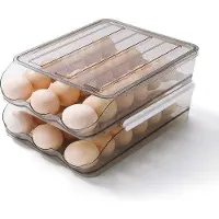OEM Portauova capiente con vetro trasparente per il frigorifero, organizer in plastica a 2 ripiani per la conservazione delle uova