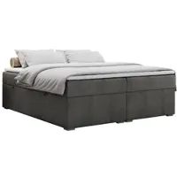 MKS Meble Boxspring senza testiera BESS con vano contenitore - 180x200 cm - Multipocket H3 | Grigio Velluto - Topper T25