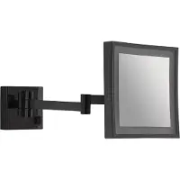 KIAMAMI VALENTINA Specchio ingranditore da muro quadrato 5X con LED nero opaco | Nina
