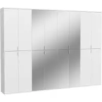 Meublorama Armadio 16 porte BODITE – 8 porte con specchi – Bianco laccato