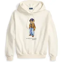 Ralph Lauren per donna. 211B17799001 Felpa da donna in cotone con orsetto Polo color avorio (XS), Bianco, Casual, Manica lunga