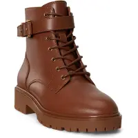 Ralph Lauren per donna. 802P12046002 Stivaletti Allyson in pelle con cinturino marrone (41), Beige, 1 a 3 cm, Nessuno, Casual