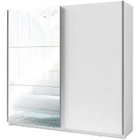 Meublorama Armadio a 2 porte scorrevoli con specchio - 150 cm - bianco alpino opaco - collezione ARSALA