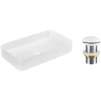 Meublorama Lavabo rettangolare da appoggio 61x34 cm bianco lucido in Vetroceramica con piletta clic-clac