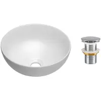 Meublorama Lavabo da appoggio rotondo 32 cm bianco opaco con piletta clic clac