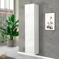 Altro Armadio guardaroba di design per l'ingresso con 5 ripiani, bianco lucido – Joy Wardrobe