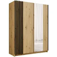 Meublorama Armadio VARIA 2 porte scorrevoli con specchio quercia e nero 150 cm