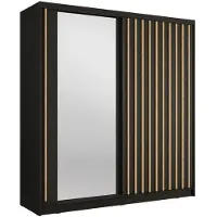 Meublorama Armadio KAZU a 2 porte scorrevoli con specchio grigio grafite 205 cm