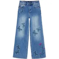 Desigual , Jeans a gamba larga Mariposas, Donna, Cotone, Blu, 40