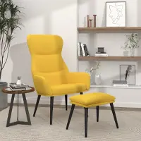 Prolenta Maison Exclusive - Poltrona relax con poggiapiedi in tessuto giallo senape