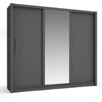 Meublorama Armadio OZZULA 3 porte scorrevoli con specchio grigio antracite 248 cm