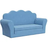 vidaXL Divano letto per bambini a 2 posti blu Morbido peluche