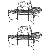 vidaXL Panche semicircolari per alberi 2 pezzi Ø160 cm acciaio nero